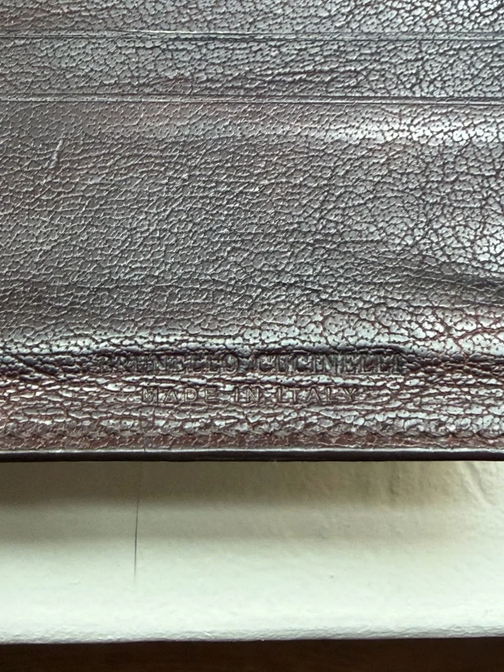 Brunello Cucinelli Dark Brown Pebbled Leather Bifold Wallet